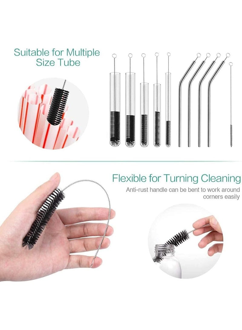 TYCOM Cleaning Brush for Bottle Tube Nozzle Stainless steel multi purpose Nylon Pipe Drinking Straws Cleaning Brush Set for Jewelry Keyboard 10pcs Black. - Image 4
